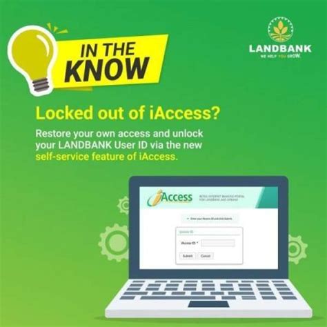 Restore your own access and unlock your landbank user id via .